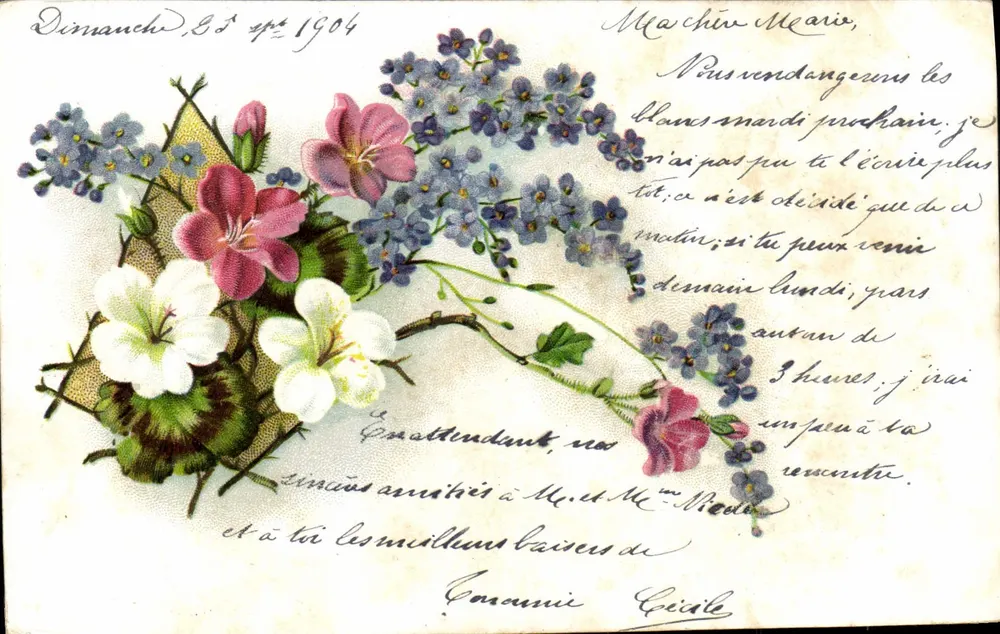 Arranjo de flores — ilustração colorida — Postkarte — União Postal Universal - Frente