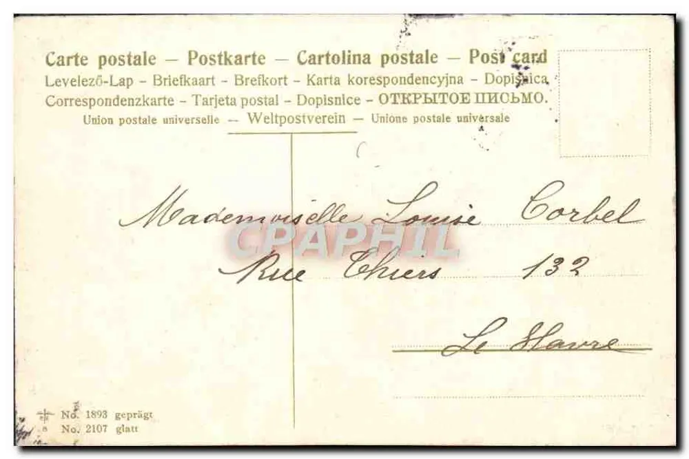 Chryzantema — Pamiątka przyjaźni — Henriette, wydawca nieznany, nr 2107 - Rewers