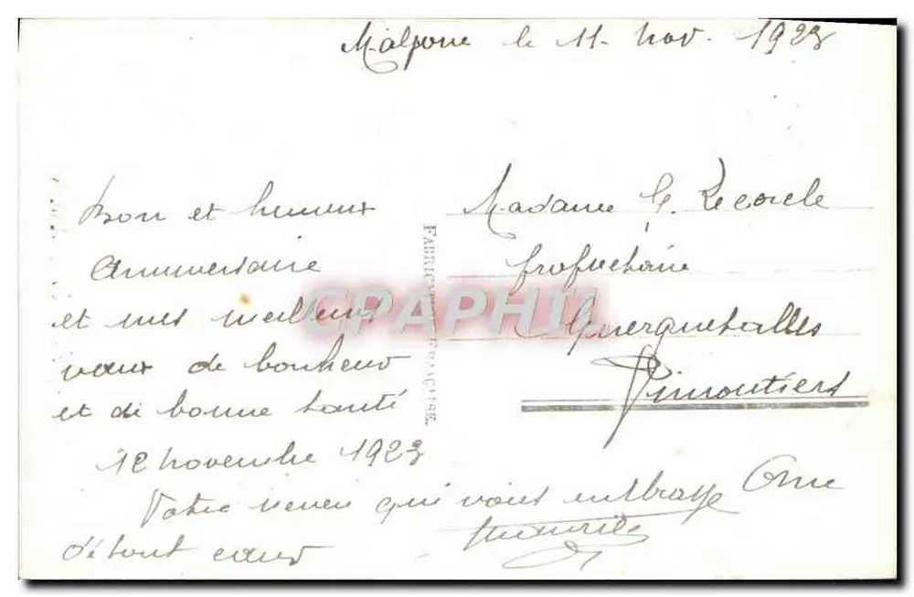 Kwitki chryzantem — Urodziny — Paryż 667 - Rewers
