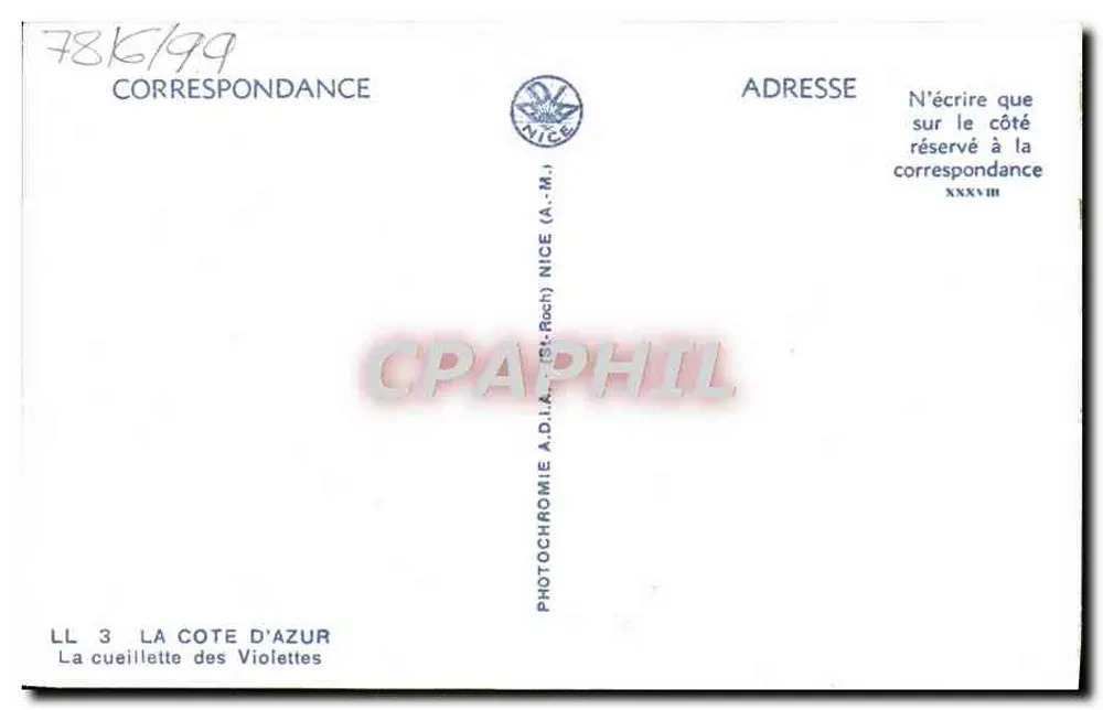 Violettensammeln — Die Côte d'Azur — A.D.I.A. — LL 3 - Rückseite