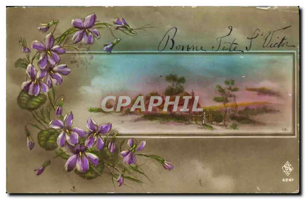 Violetas — Carta de vœux para a festa de Santa Vitória — edição Grâne, n° 4247 - Frente