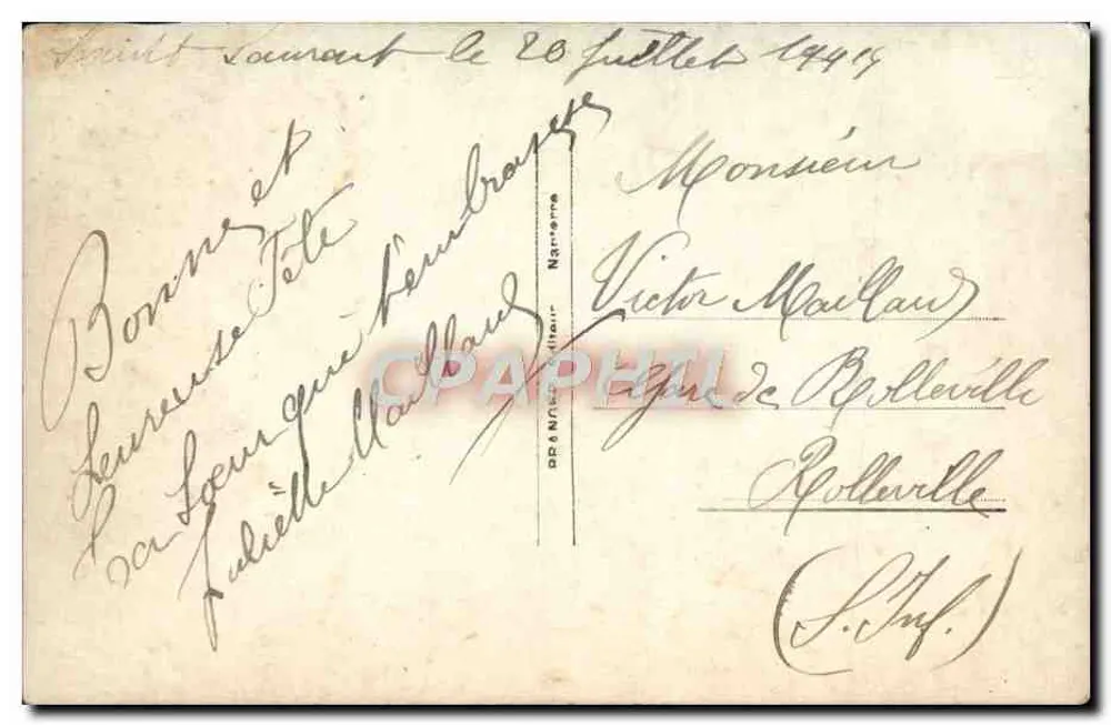 Violetas — Carta de vœux para a festa de Santa Vitória — edição Grâne, n° 4247 - Verso