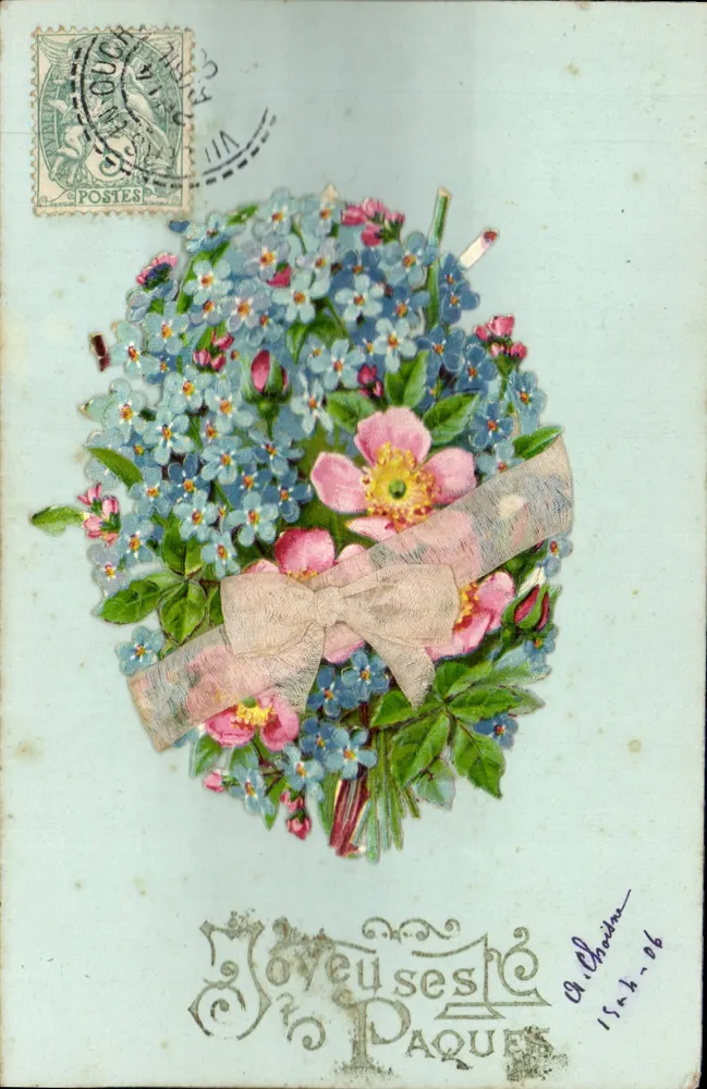 Arranjo de flores — Páscoa — editor não visível, número de série não legível - Frente