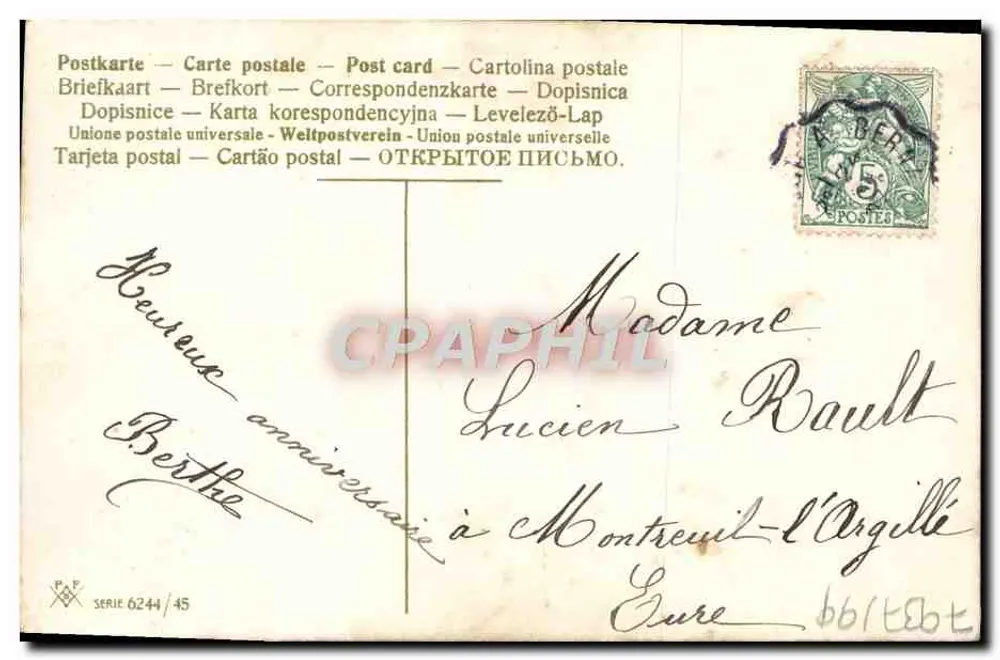 Anker und Kleeblätter — Immer dir — PAF Serie 6244/45 - Rückseite