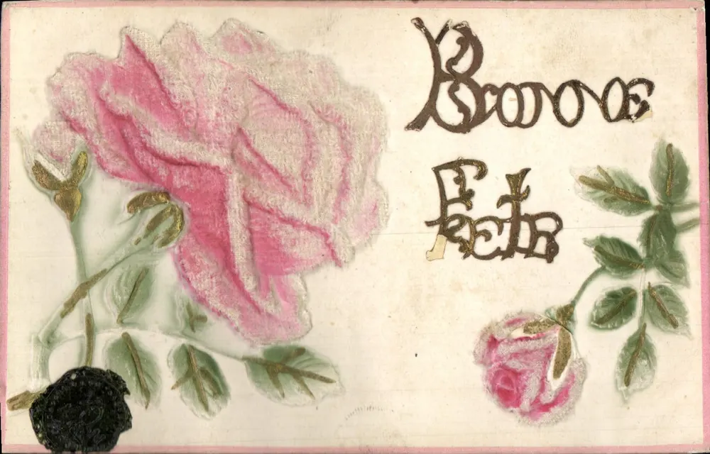 Rosas — Boa festa — União Postal Universal - Frente