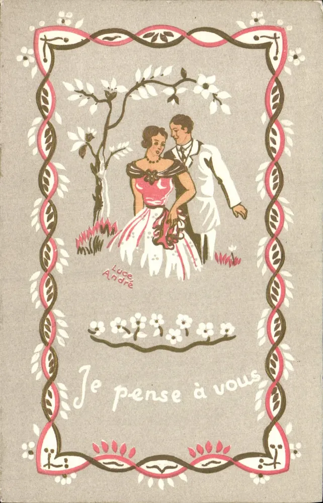 Je pense à vous — illustration de couple sous arbre — éditeur Luce André - Vorderseite