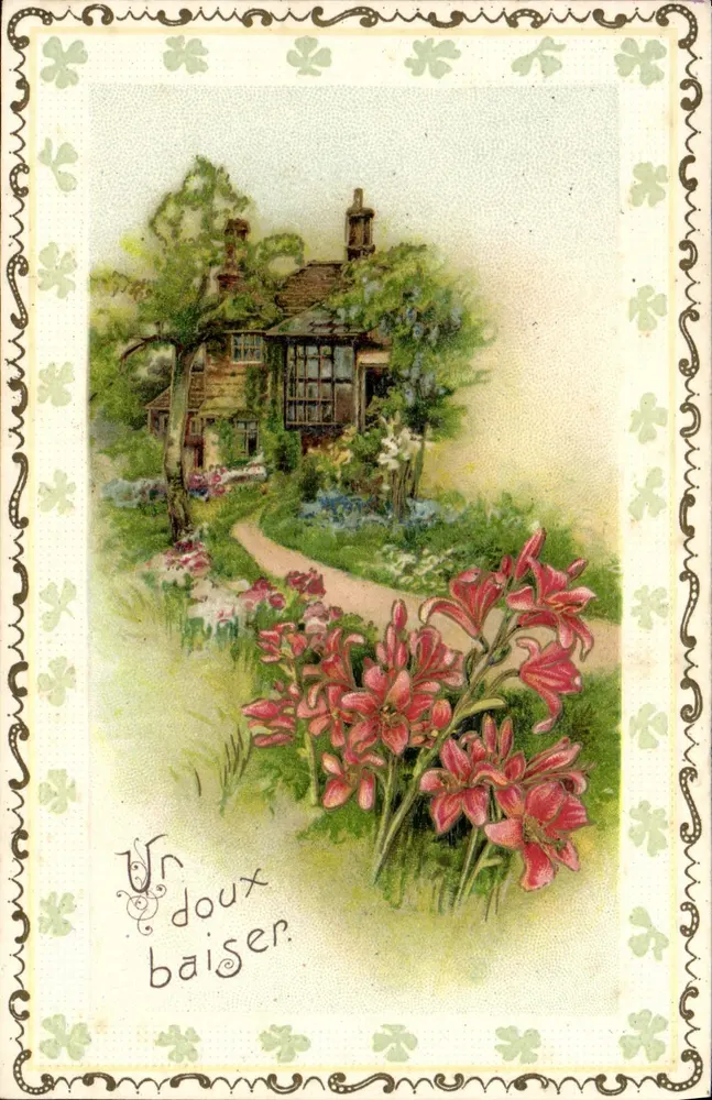 Castelo em um jardim florido — 'Um beijo doce.' - Frente