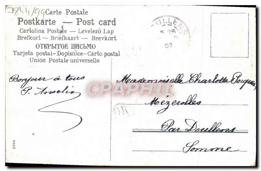 Violeiros em um vaso verde — Sinal de Amizade — editor não visível - Verso
