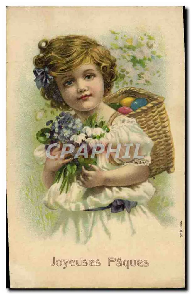 Fille avec panier de Pâques — Joyeuses Pâques — SER. 364 - Recto