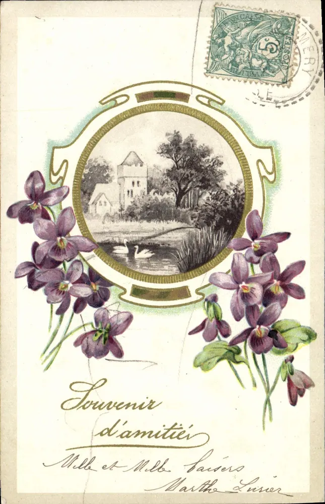 Violetas — Souvenir d'amitié — série 6475, editor P.F. - Frente