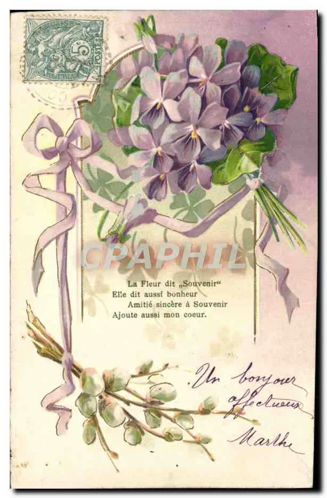 Bouquet van viooltjes — poëtisch tekst — onbekende uitgever - Voorkant