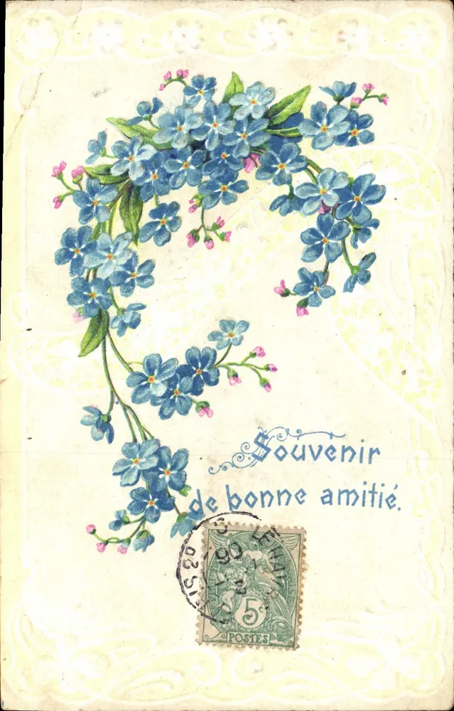 Fleurs bleues — souvenir de bonne amitié — éditeur non visible - Awers