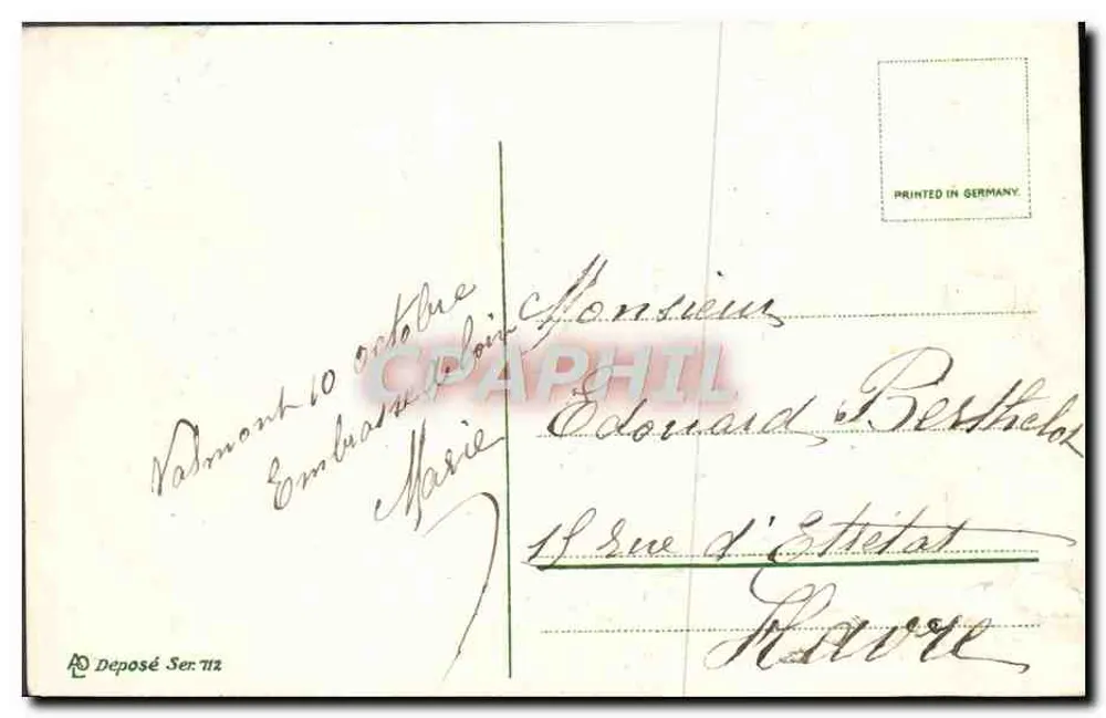 Flores violetas — carta postal decorativa — editor desconhecido, série 112 - Verso