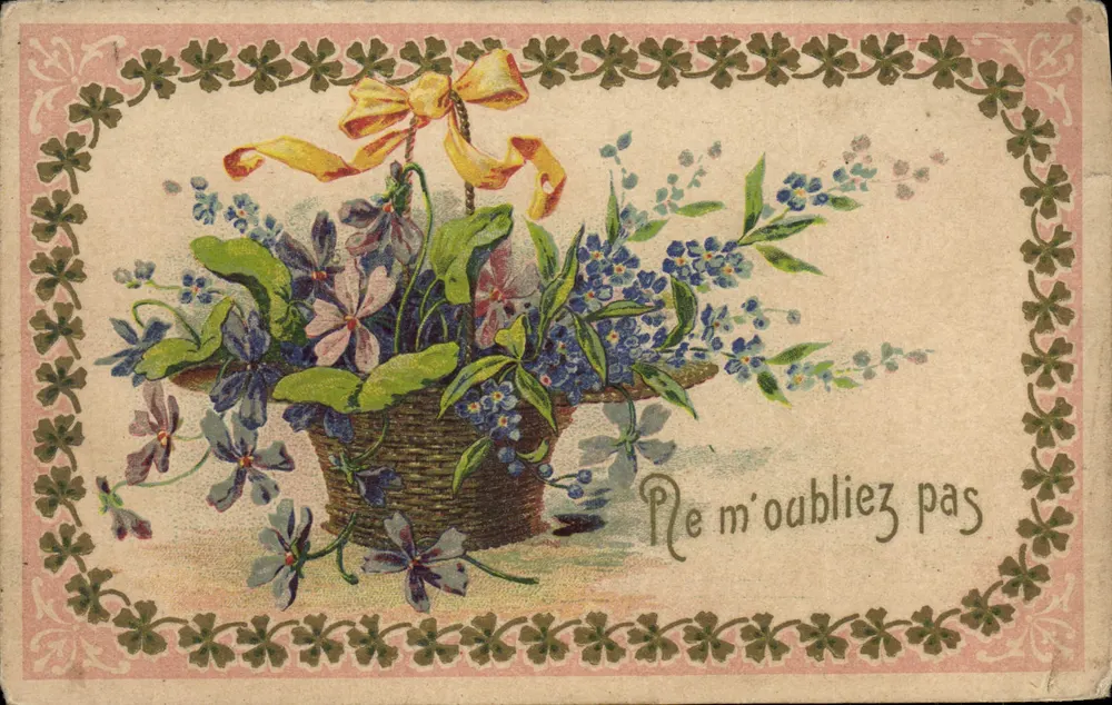 Arranjo de flores — 'Não me esqueçam' — editor não identificado - Frente