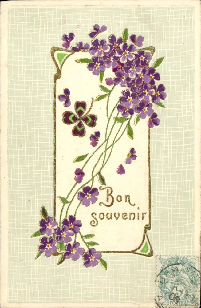 Flores violetas — Bom souvenir — editor não visível - Frente