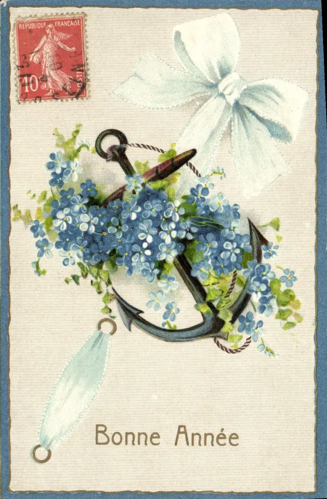 Anker en bloemen — Gelukkig Nieuwjaar — serie 587 - Voorkant