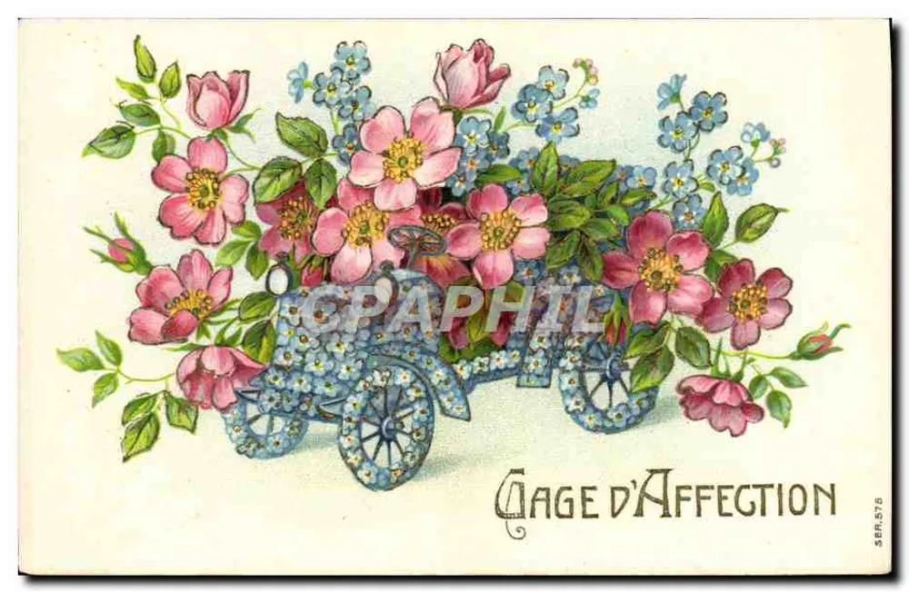 Flores em um carrinho — Carta de Afeto — SER.576 - Frente