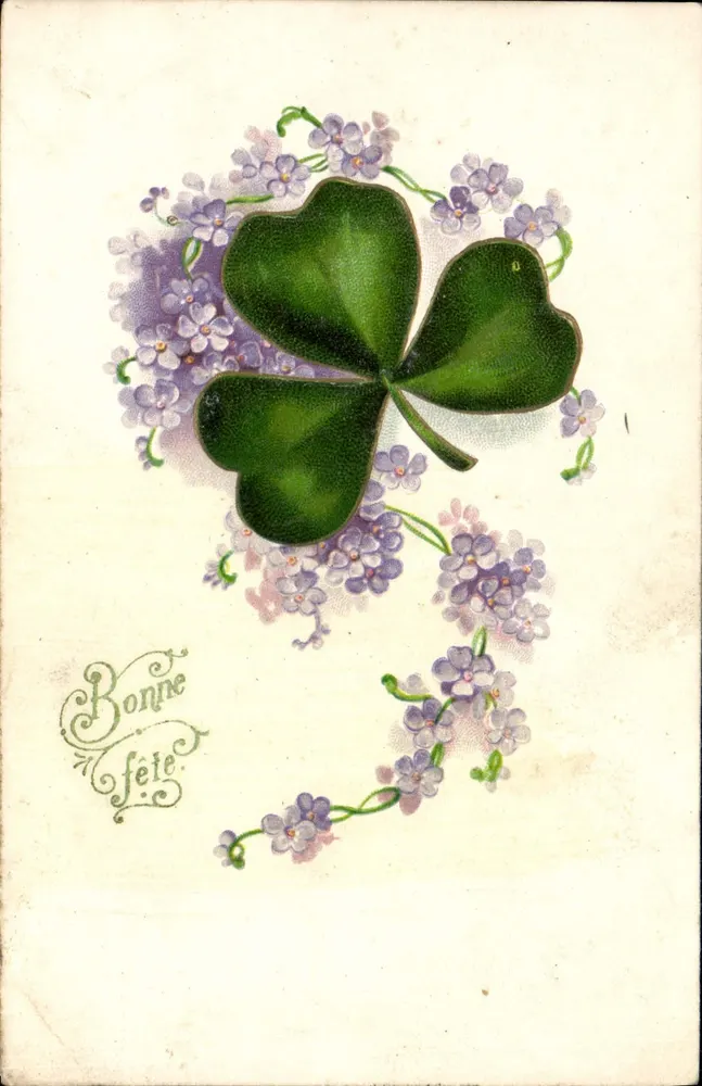 Fleur de lys et trèfle — carte de Saint-Patrick — éditeur non visible - Frente