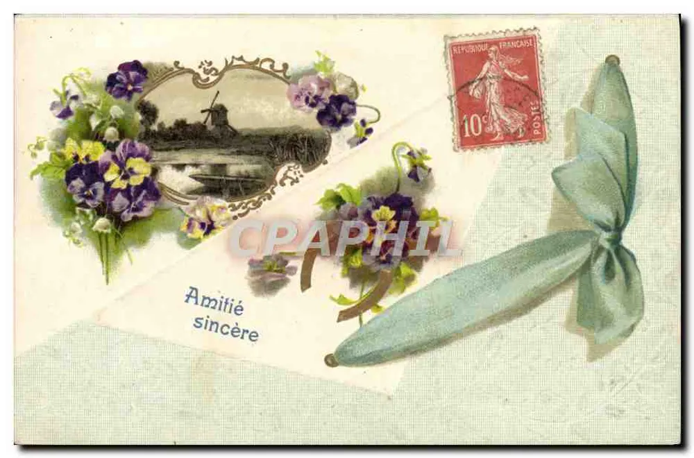 Landschaft mit Windmühle — Violets — unbekannter Verlag - Vorderseite