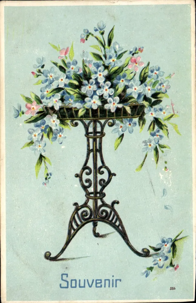 Bouquet de fleurs — sur pied en fer forgé — éditeur 'Souvenir' n° 336 - Voorkant