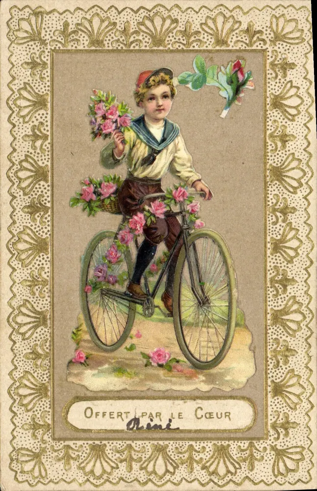 Kind auf einem blumenverzierten Fahrrad — Von dem Herzen geschenkt — Verlag Primi - Vorderseite