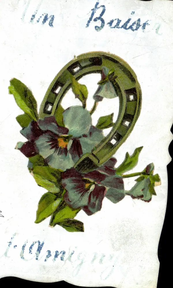 Hufeisen und Blumen — Karte der Höflichkeit — unbekannter Verleger - Vorderseite