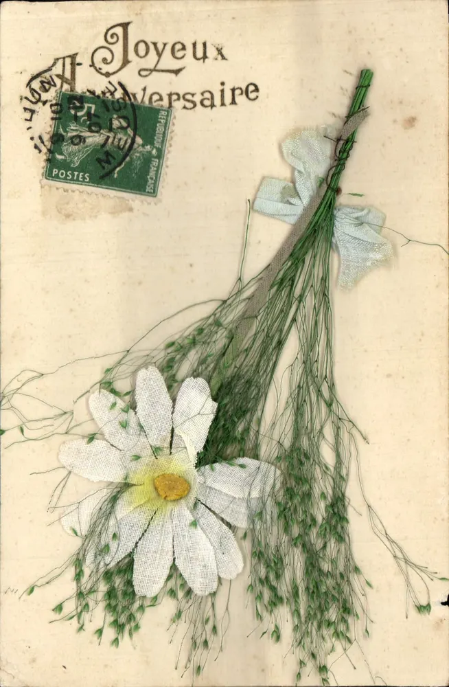 Arranjo de flores e ervas — Feliz Aniversário — editor desconhecido - Frente