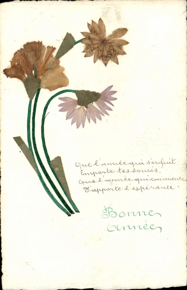 Flores secas — Boas-vindas do ano novo — Carte postale Bilhete postal antigo 7937/99 - Frente