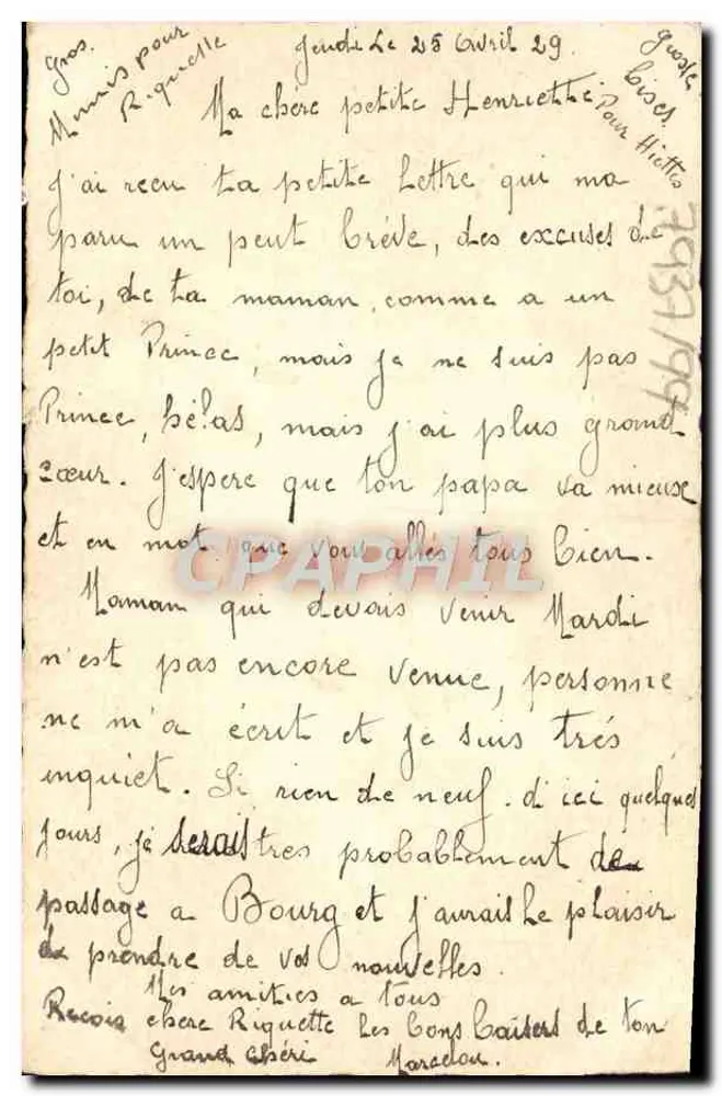 Flores secas e poema — A. de Mussel — carta postal - Verso