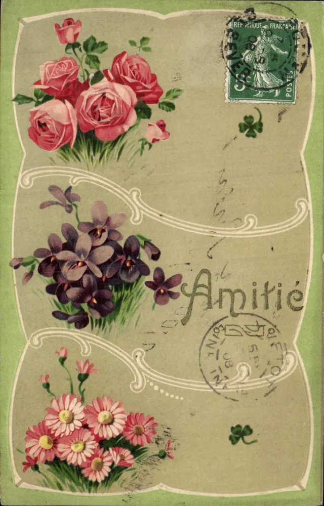 Flores — Amizade — Editor desconhecido, número de série não visível - Frente