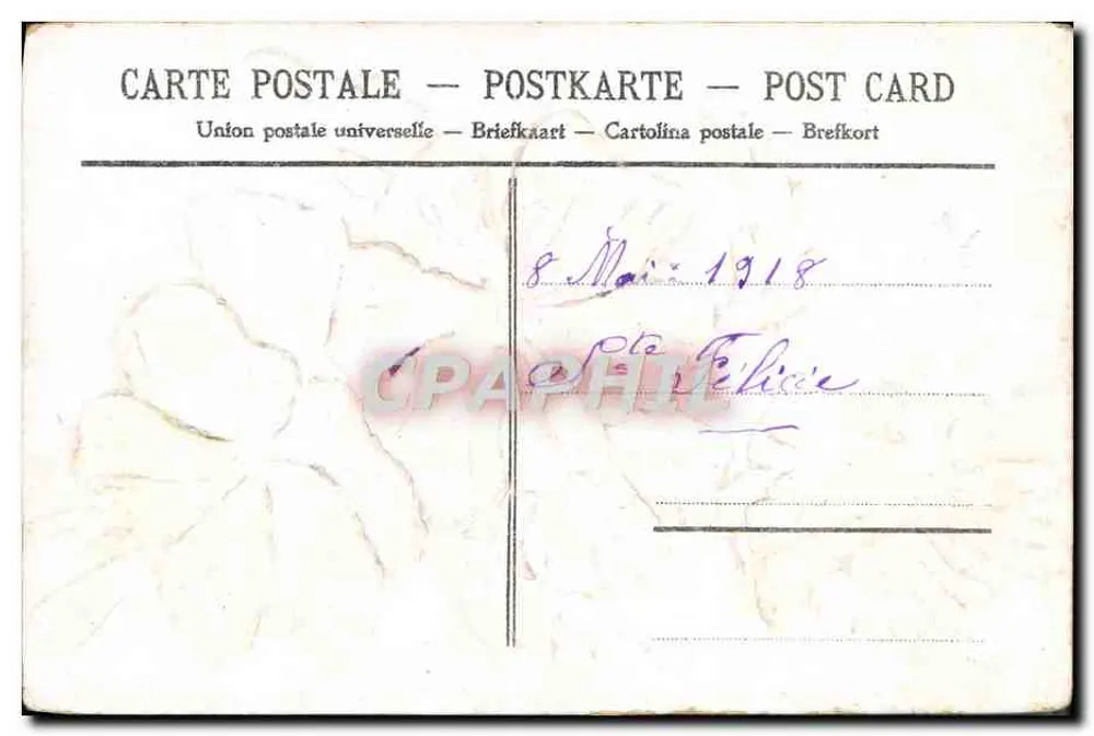 Fleurs — bouquet de violettes dorées — éditeur Union postale universelle - Rewers