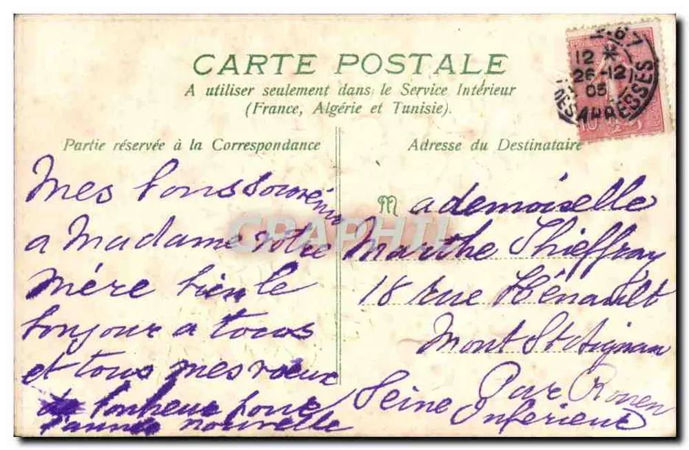 Flores violetas — Lembrete de amizade — Eugénie Gayon - Verso