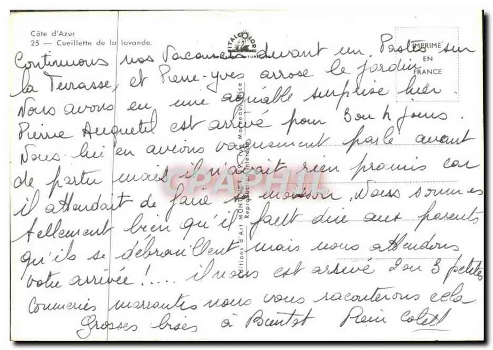 Colheita da lavanda — Costa Azul, França — Edições Art Moniteur - Verso