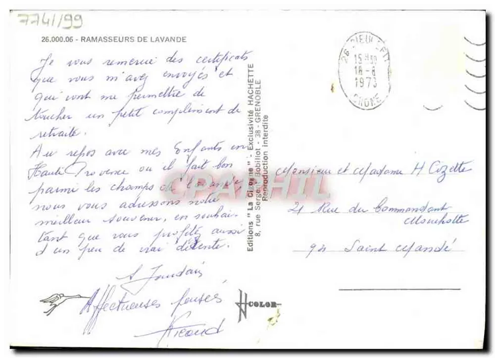 Colhedores de lavanda — Edições "La Géline" — n° 26.000.06 - Verso