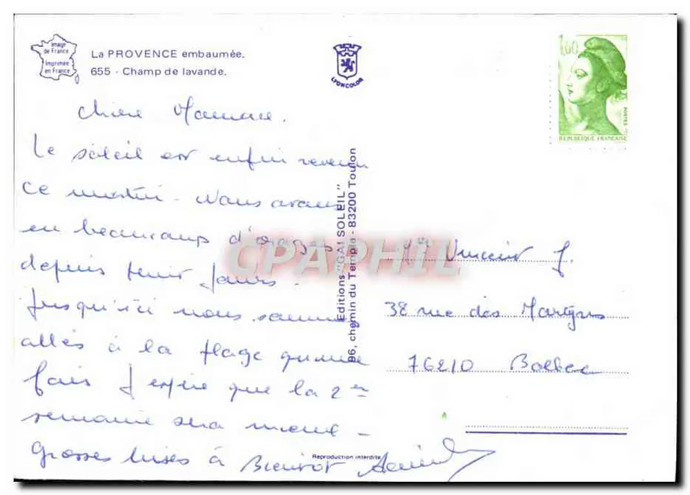 Campo de lavanda — Provence — Éditions Géa Soléil - Verso