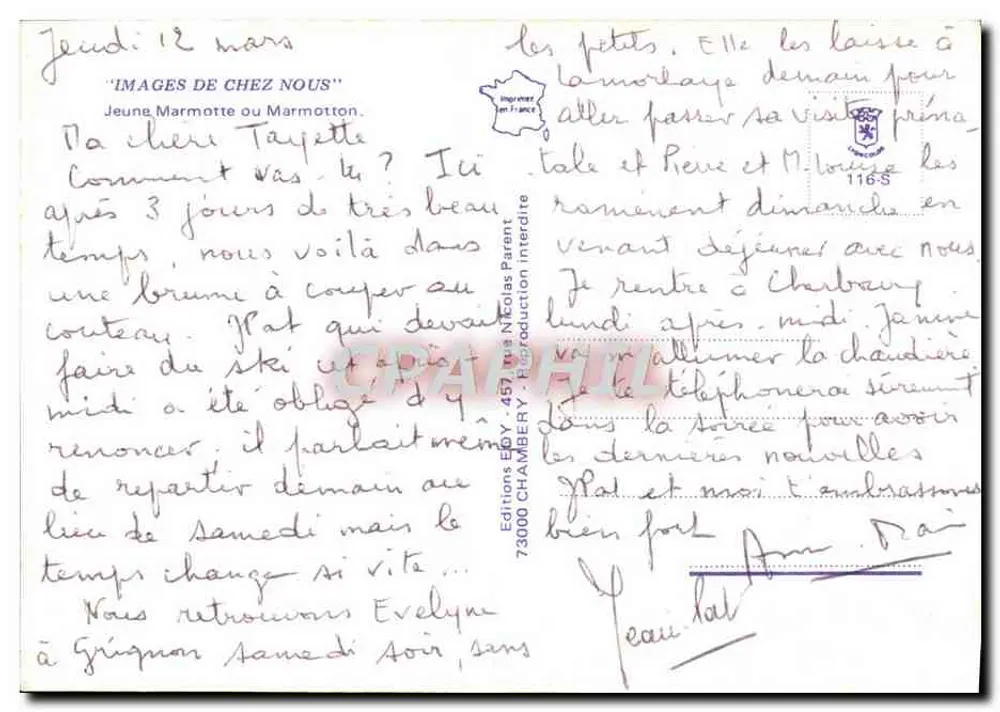 मार्मॉट — छोटी मार्मॉट या मार्मोटोन — एबी एडिशन्स, चंबेरी - पीछे