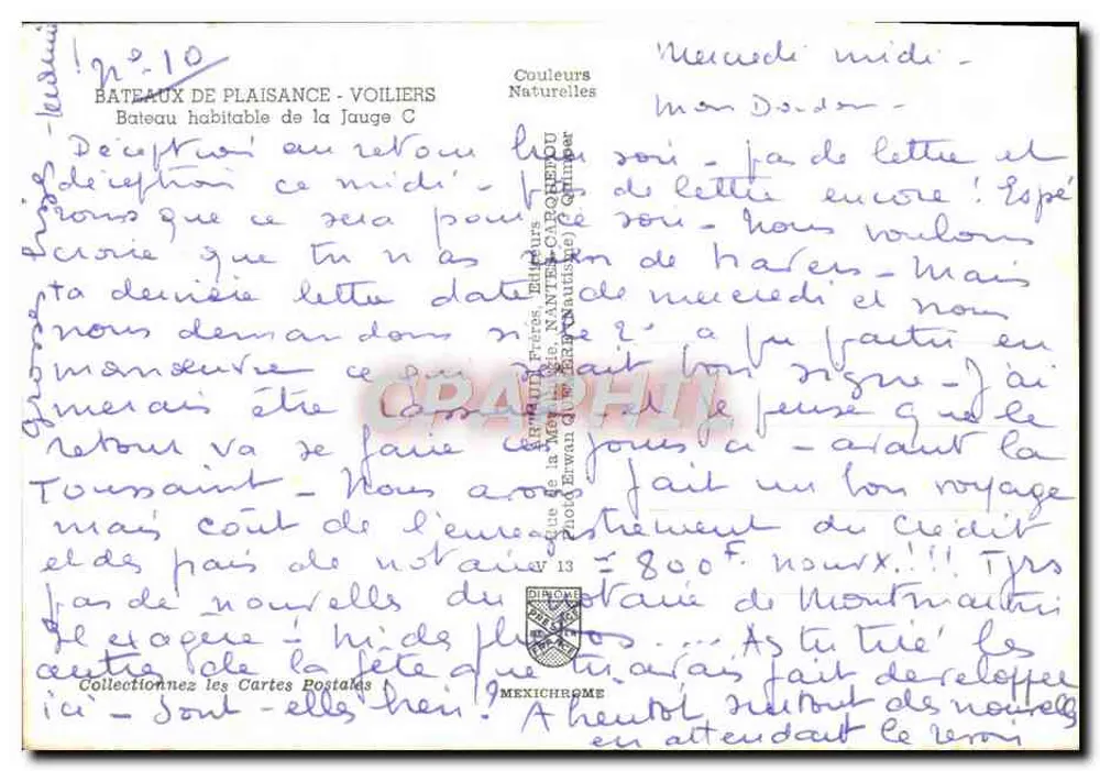Freizeitboot - Segelschiffe - Wohnfähre der Größe C — Verlag: La Méthode Frères, Nr. 13 - Rückseite