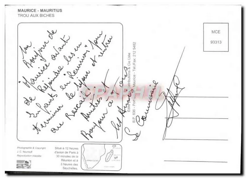 Trou aux Biches — Maurice — Editor J.C. Nourryff & Cie Libe - Verso