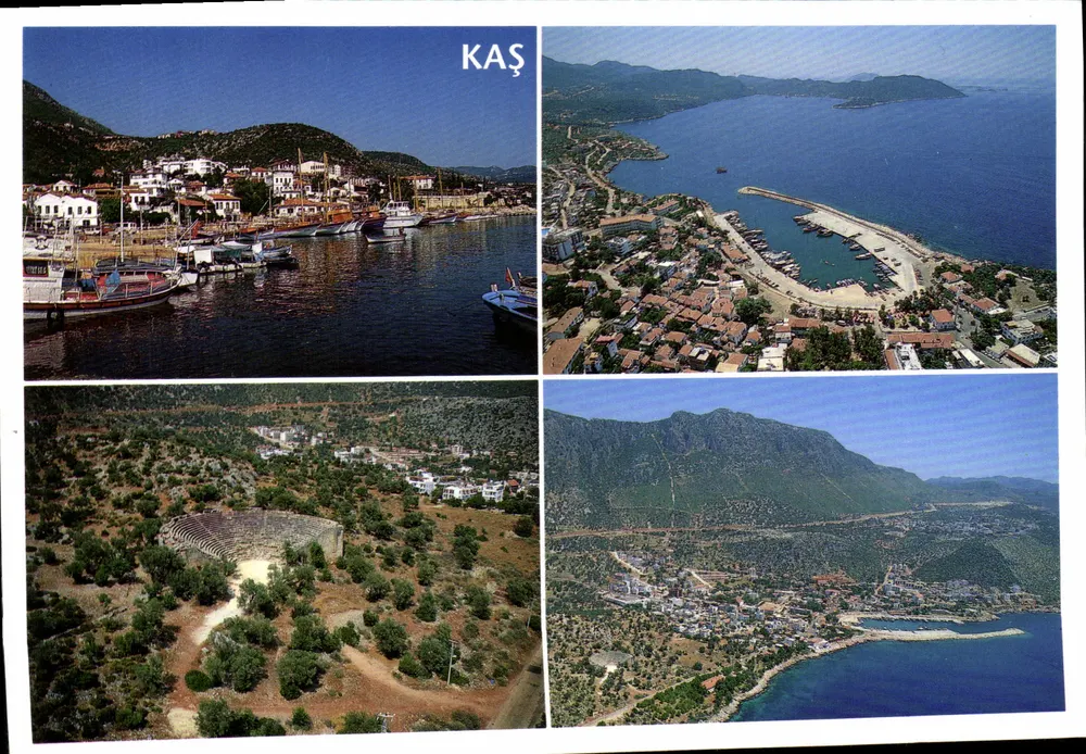 Kas (Antiphellos) — vista do porto, do teatro antigo e das montanhas — Keshin Color, Istambul - Frente