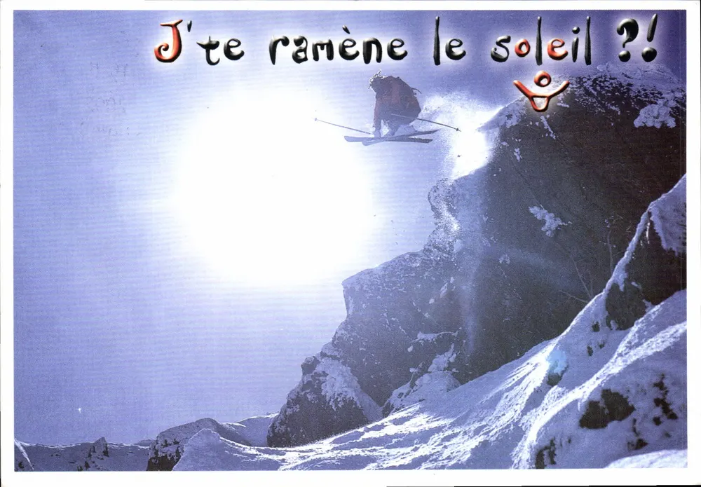 Esqui na montanha — J'te ramène le soleil ?! — Edição Bernard Grange, n° 50120 - Frente