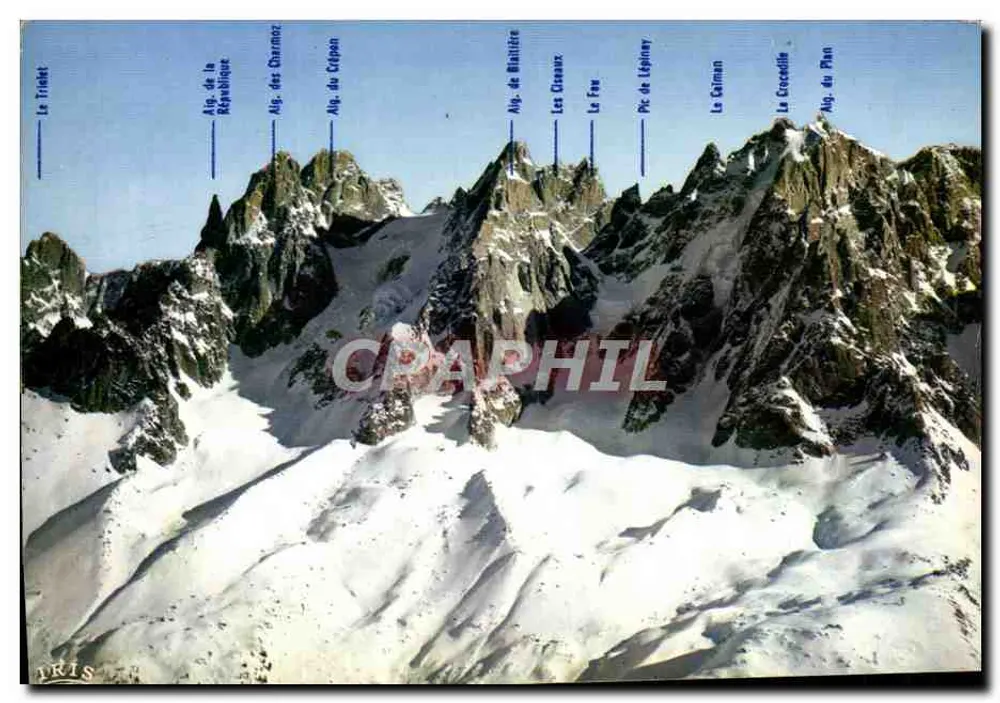 As Agulhas de Chamonix — vista panorâmica dos cumes - Frente