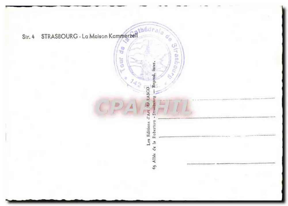 Estrasburgo - A Casa Kammerzell — Edições de Arte Marasco, n° 142 - Verso