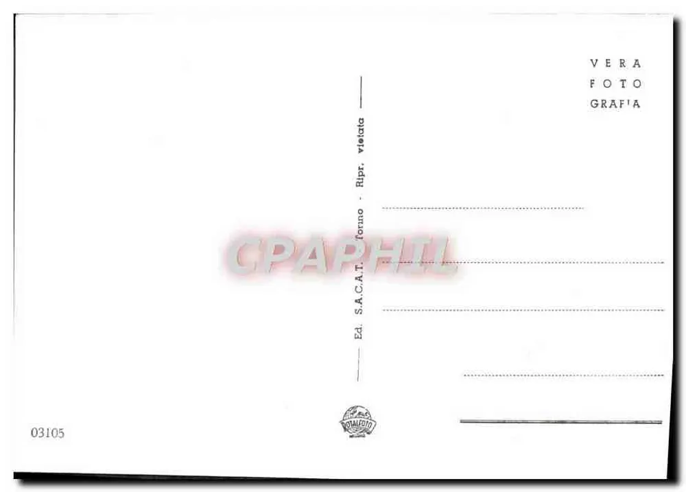 Courmayeur m. 1224 — Panorama do Plan Checrouit m. 1697 e campos de esqui — Ed. S.A.C.A.T. n° 03105 - Verso