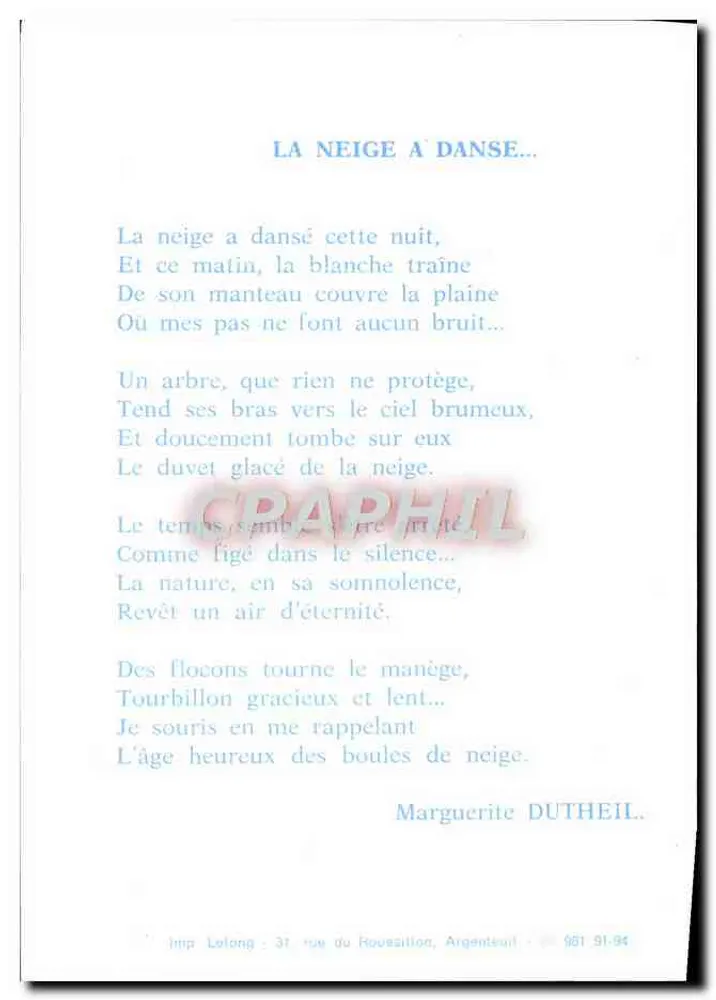 Paisagem invernal — casa nevada — Imp. Lelong, Argentan - Verso
