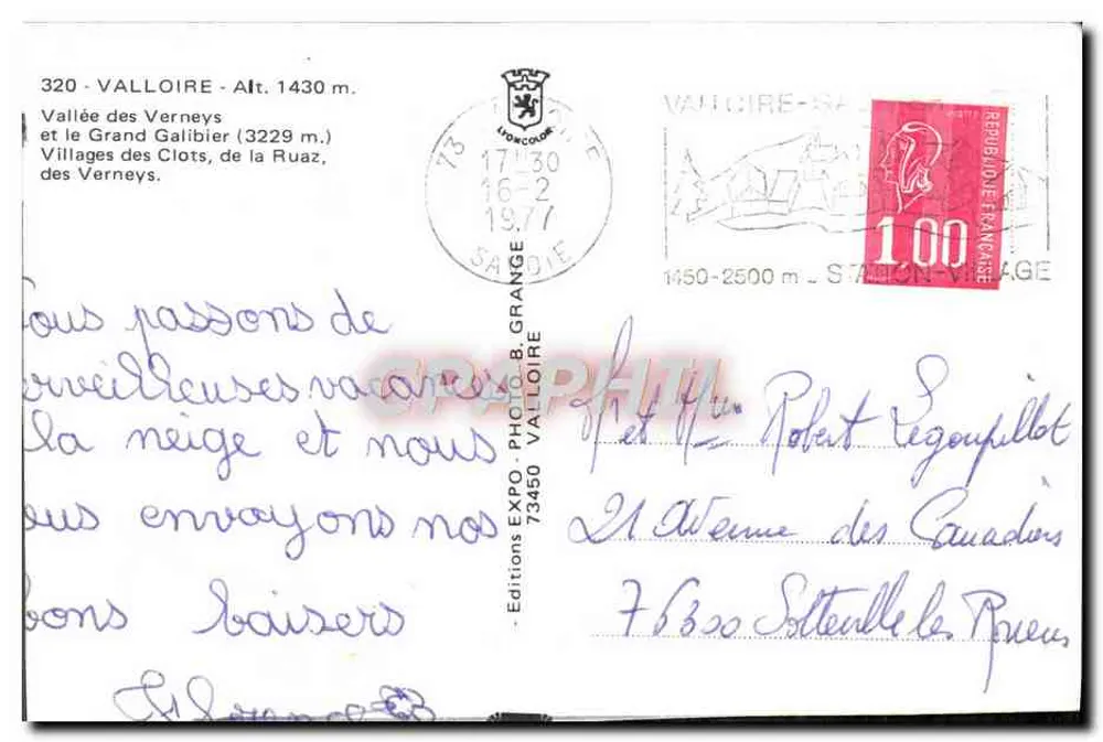 Valloire — Tal der Verneys und der Grand Galibier — Éditions Expos. Ph. B. Grange - Rückseite