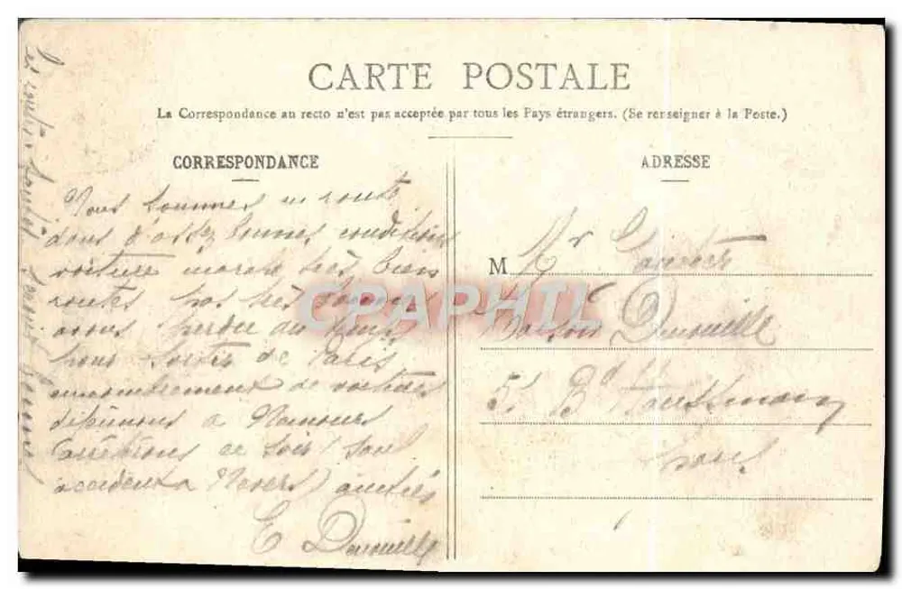 Ao redor de Nemours - O Molino de Hulay — Coleção DAVOIGNEAU, 48 Rue de Paris, NEMOURS (S.-et-M.) - Verso