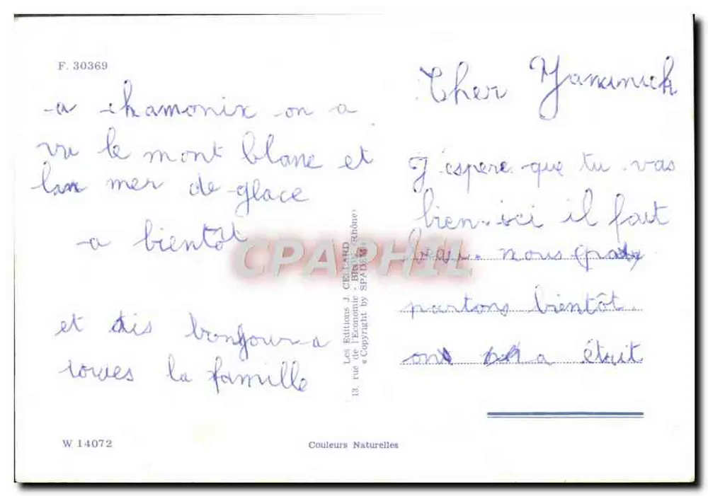 Dwa osiołki w Alpach — Mont Blanc na tle — Les Éditions J. Cégeat, seria F. 30369 - Rewers