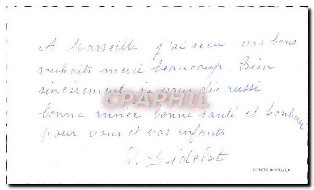 Voiture ancienne — scène hivernale avec église — éditeur Graphphil - Verso