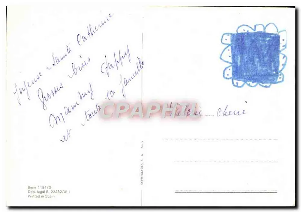Olive St Catherine — desenho de uma menina loira com borboleta — Gallarda - Verso
