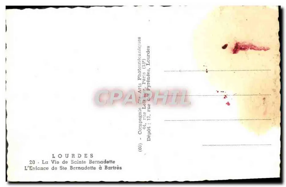 Das Leben der Heiligen Bernadette in Bartrès — Compagnie des Arts Photographiques, Lourdes - Rückseite